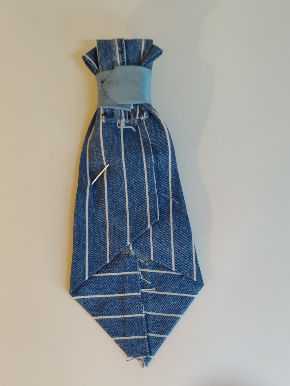 Denim Pin Tie with 'Melanin Poppin' & Faith Patch - Picture 2 of 3